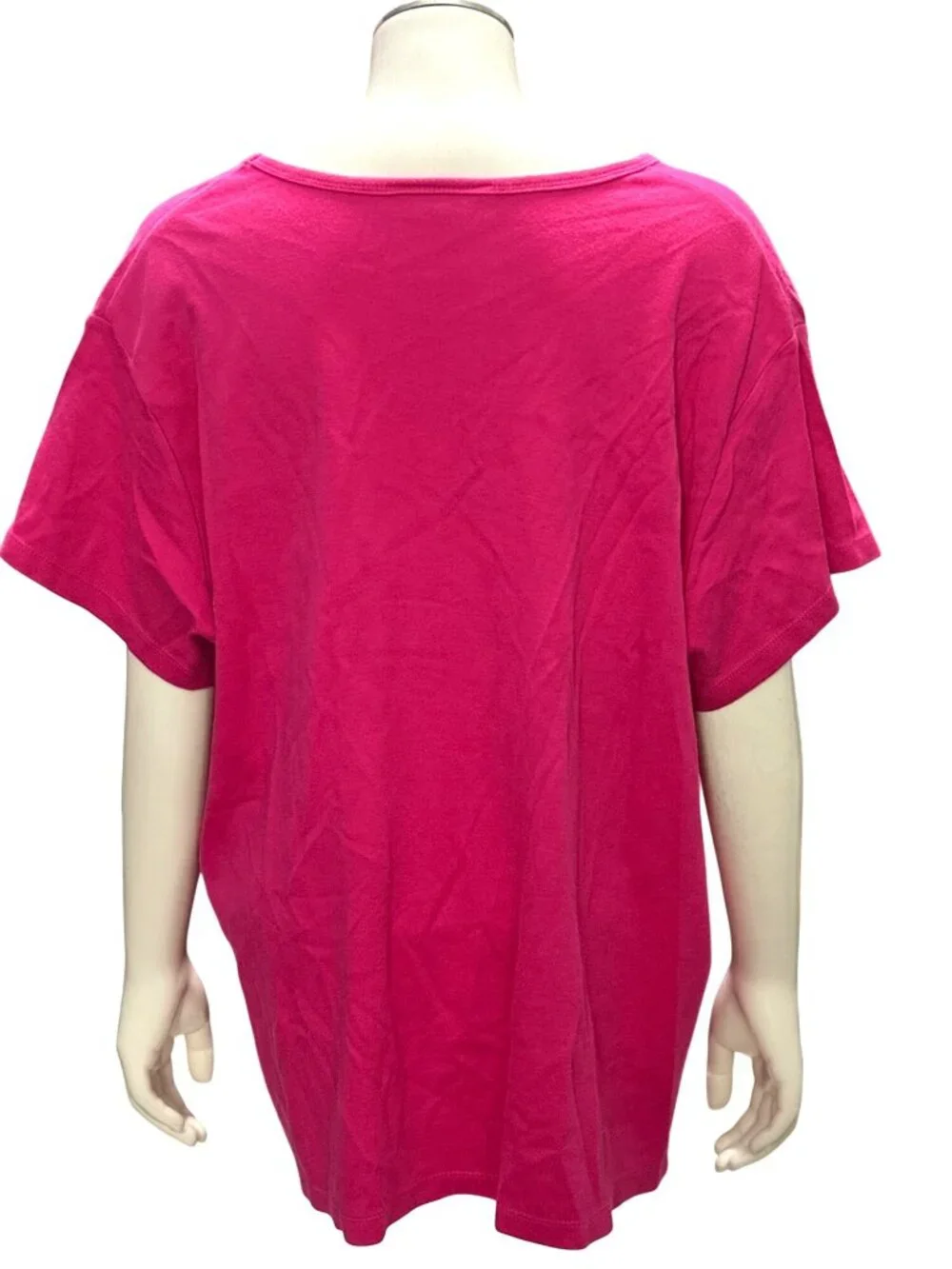 Venezia Jeans Size 26 28 Pink V Neck Short Sleeve Tee Stretch Casual Y2K Resort - Picture 3 of 8